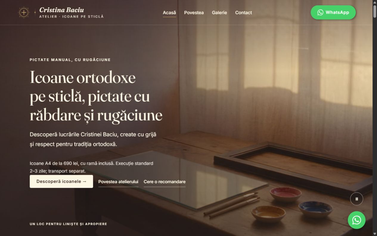 Captură a paginii principale Icoane cu Har