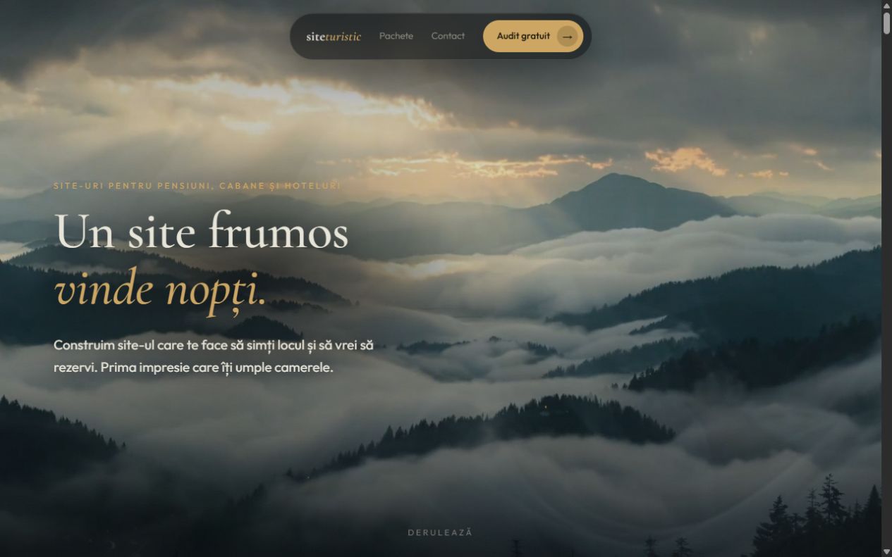 Captură a paginii principale SiteTuristic